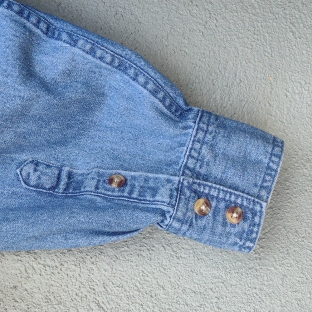 Holiday Editions Blue Chambray Christmas Snowmen Felt Applique Shirt Women's 2X - Picture 7 of 9